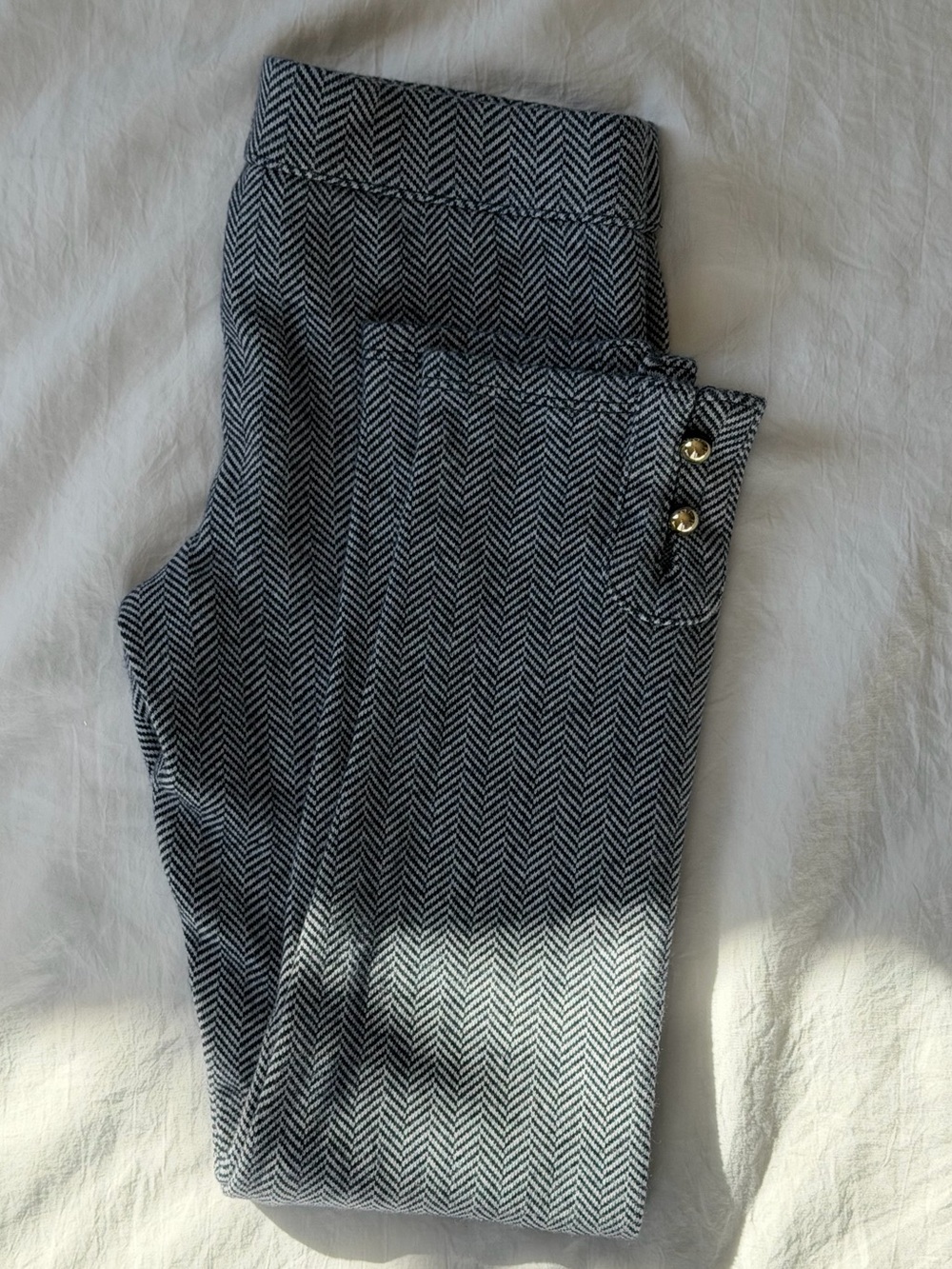 Janie and Jack Girls Herringbone Leggings Pants Gold Button Detail Dressy